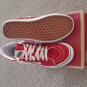 Vans High top Red suede size 6.5 boys or 8 women's